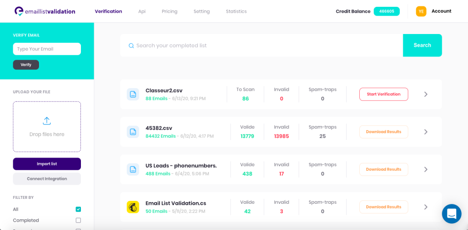 screenshot of Email List Validation